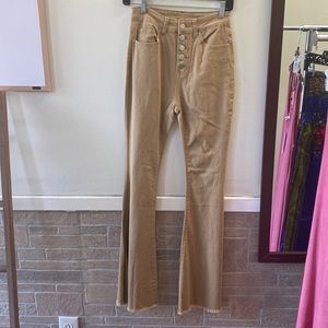 Button Fly Slit On The Side Tan Denim
